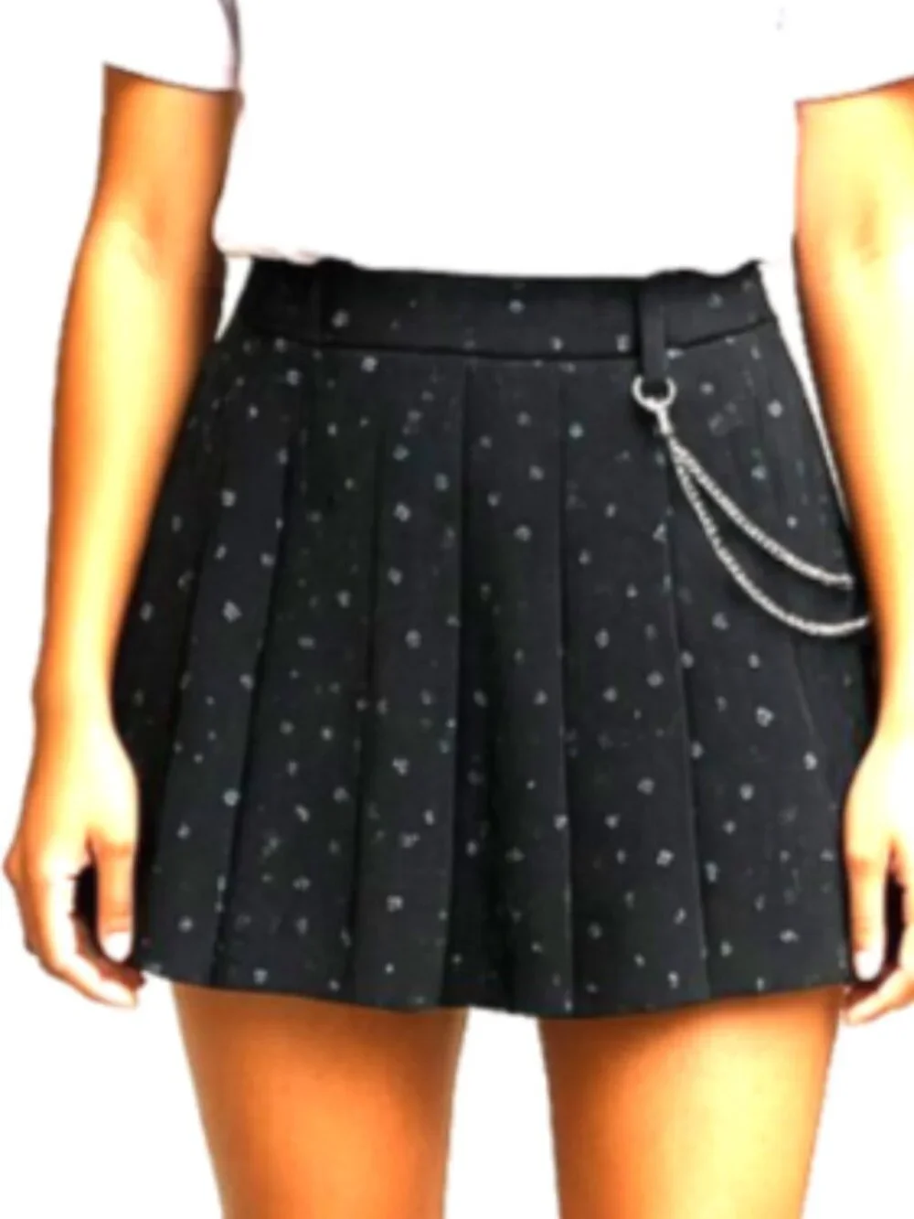 Tractr Girls Skort 10 Midnight Blue Star Print Pleated Raw Hem NWT Missing Chain